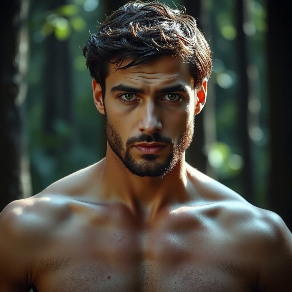 Intense Portrait of Muscular Arab Man in Cinematic Style