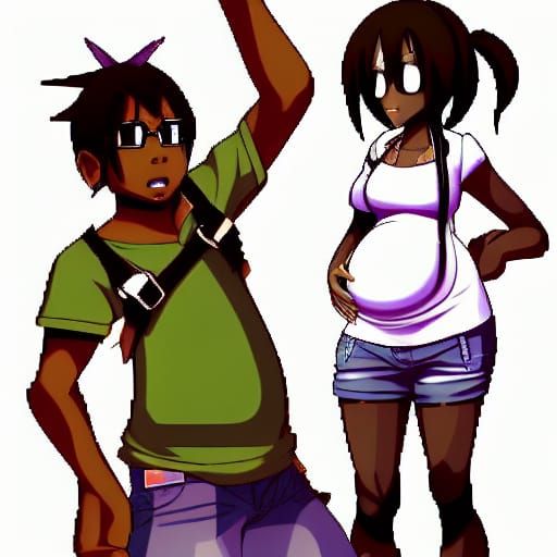 Stylish Pregnant Man in Graffiti Art Style