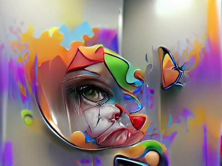 Airbrush Art: Sad Clown with Crying Children