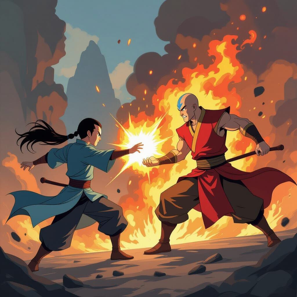 Avatar Aang vs Fire Lord Ozai: Comic Book Battle