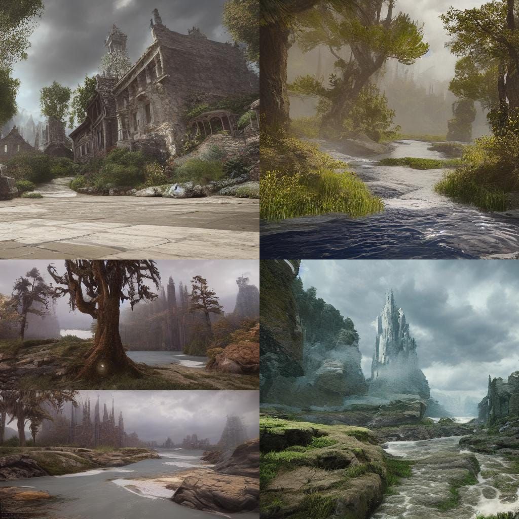 Girl on White Road: Fantastical Matte Painting