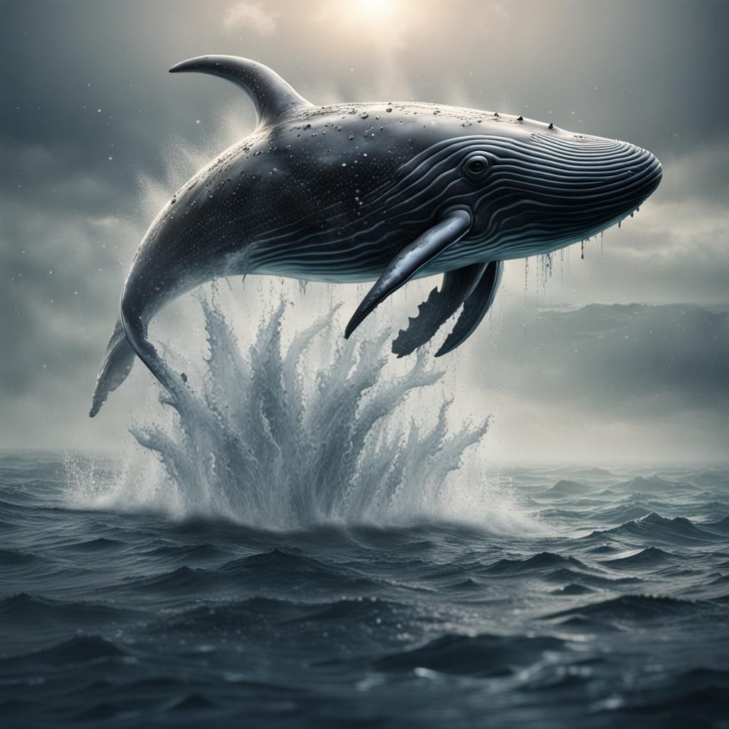 Crystal Whale Leaping: Digital Matte Painting