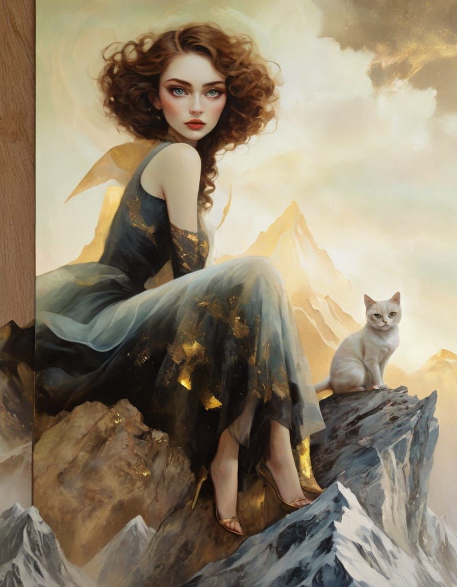 Ethereal Mountain Enchantress with Glowing Eyes