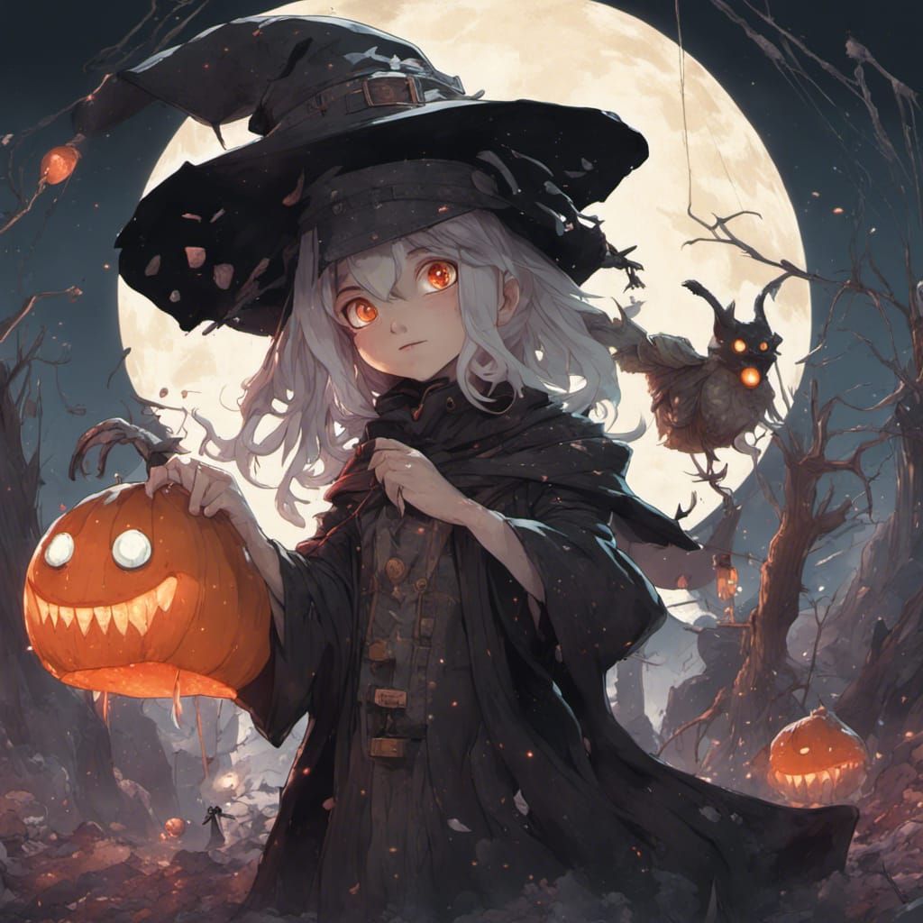 Anime Tapeworm Witch in Hyperdetailed Style