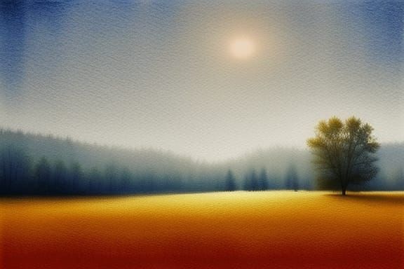 Ultra HD Minimalist Landscape in Watercolour Style