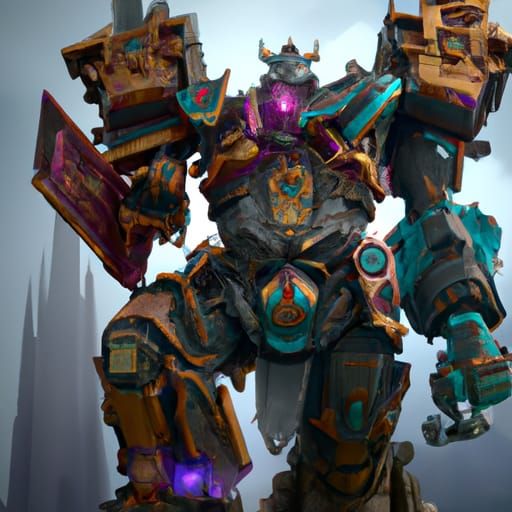 Detailed Megazord Concept Art in Deep Color