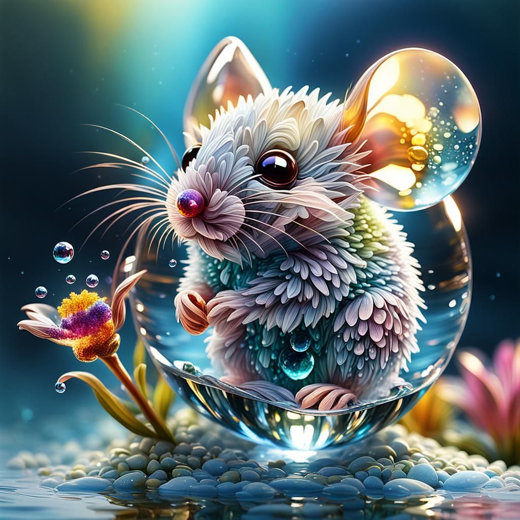 Crystallized Baby Mouse with Magical Flower