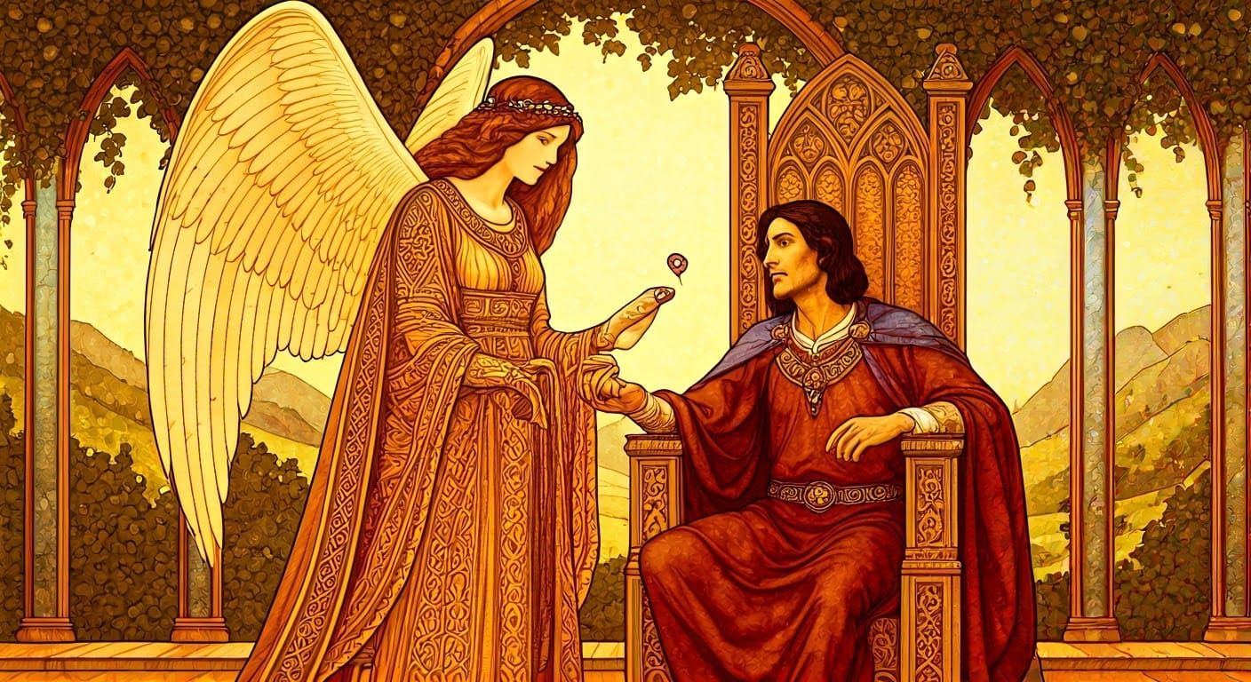 Angel and Mortal in Whimsical Paradise