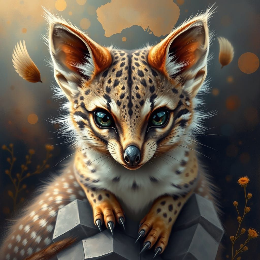 Enchanted Australian Quoll in Vibrant Brushstrokes