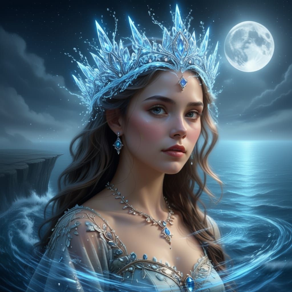 Majestic Water King Crown at Ocean Cliff Edge