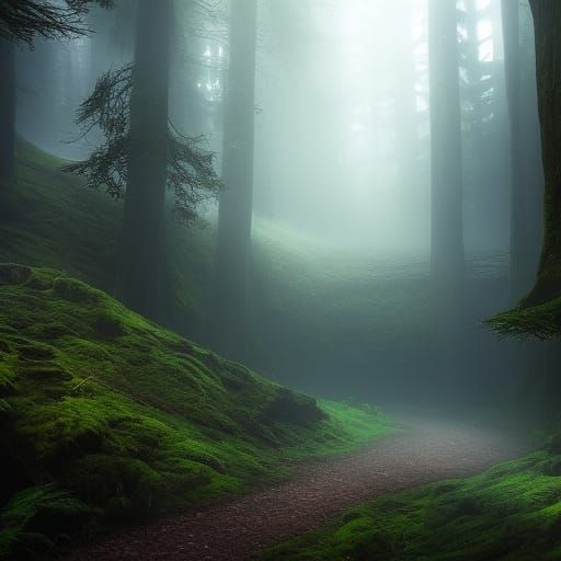 Mystical Graveyard with Ancient Tree in Dark Fantasy Style