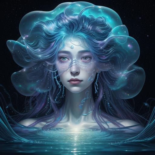 Surreal Portrait of Woman with Bubble Hair