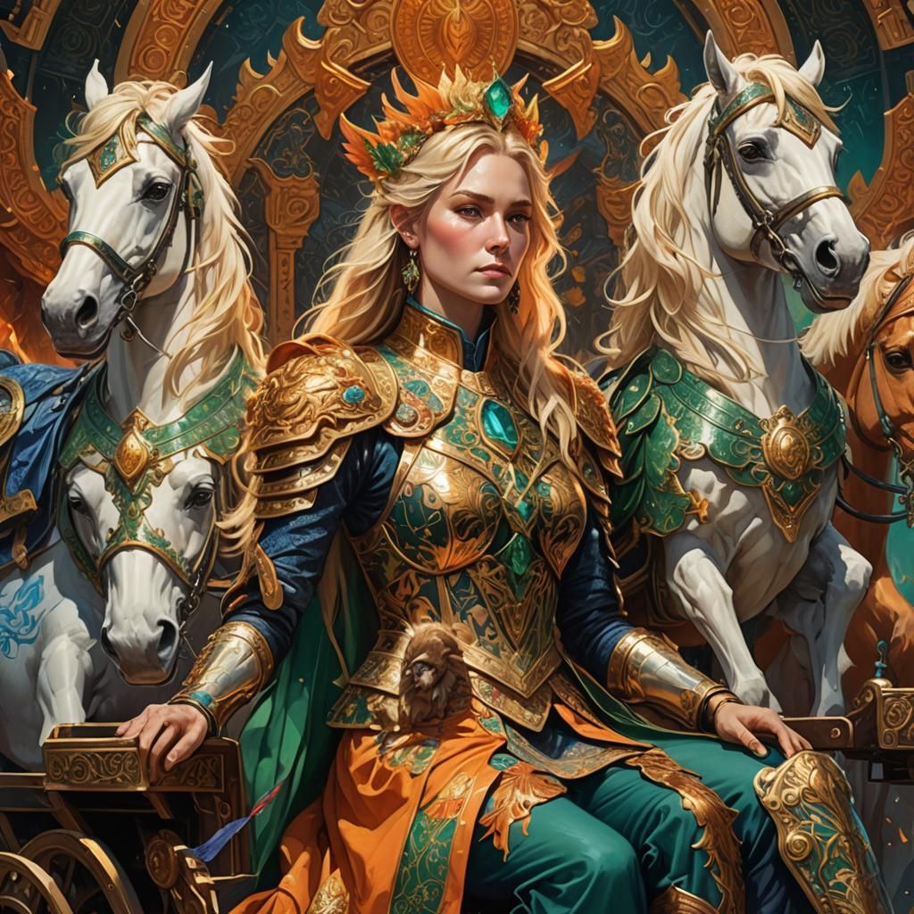 Woman in Phoenix Armor Tarot Chariot