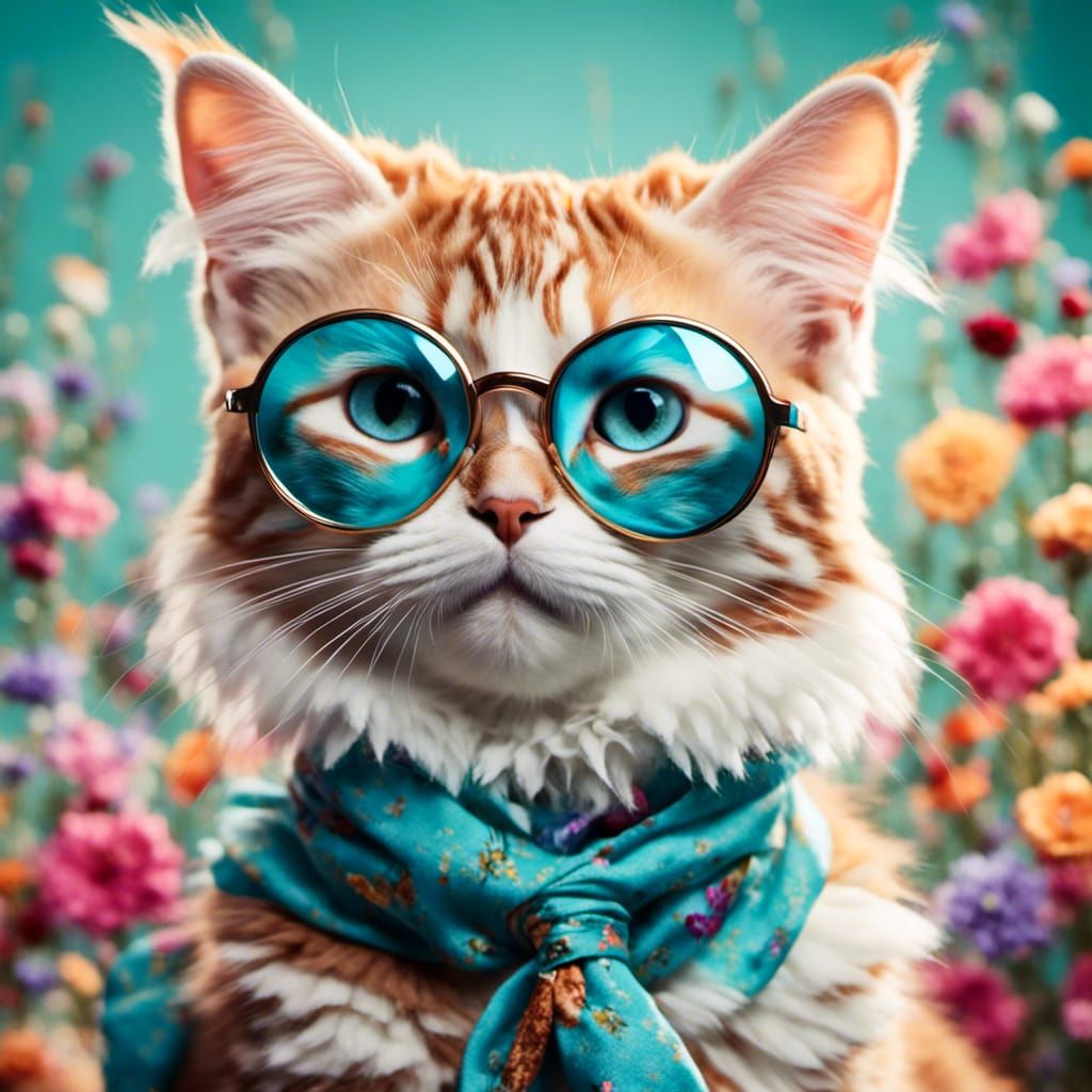 Cats Wearing Glasses in Adorable 3D Style