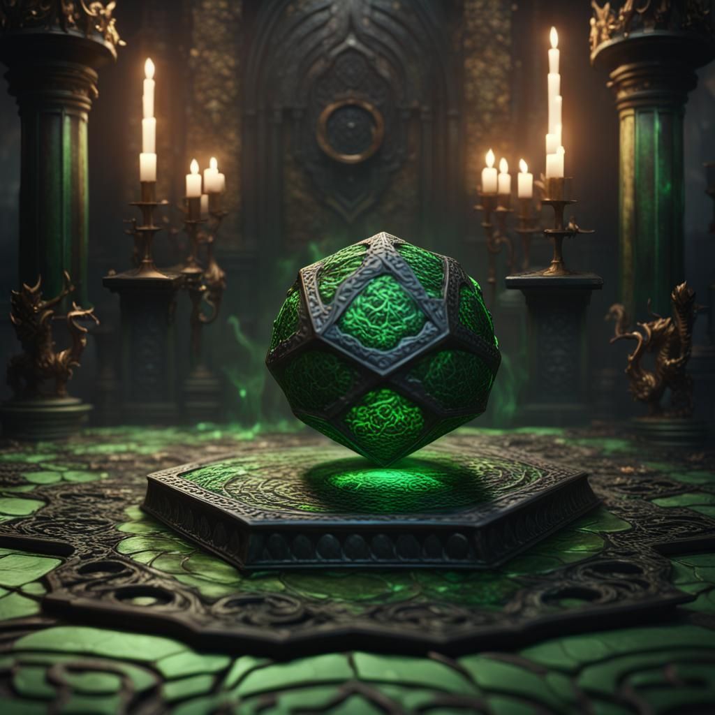 Dragon Scale Dice on Altar: Fantasy Concept Art