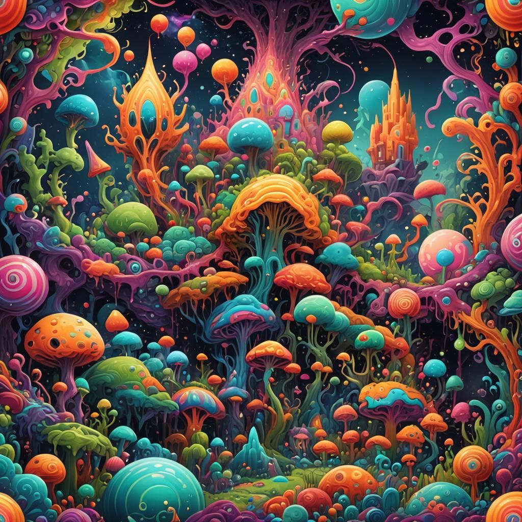 Psychedelic Art Painting in Detailed Matte Style