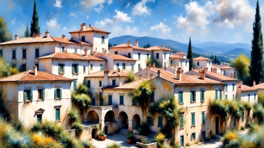 Impressionist Italian Villa at Dusk