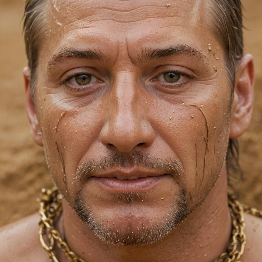 Macro Photo: Leather and Chains in Golden Quicksand