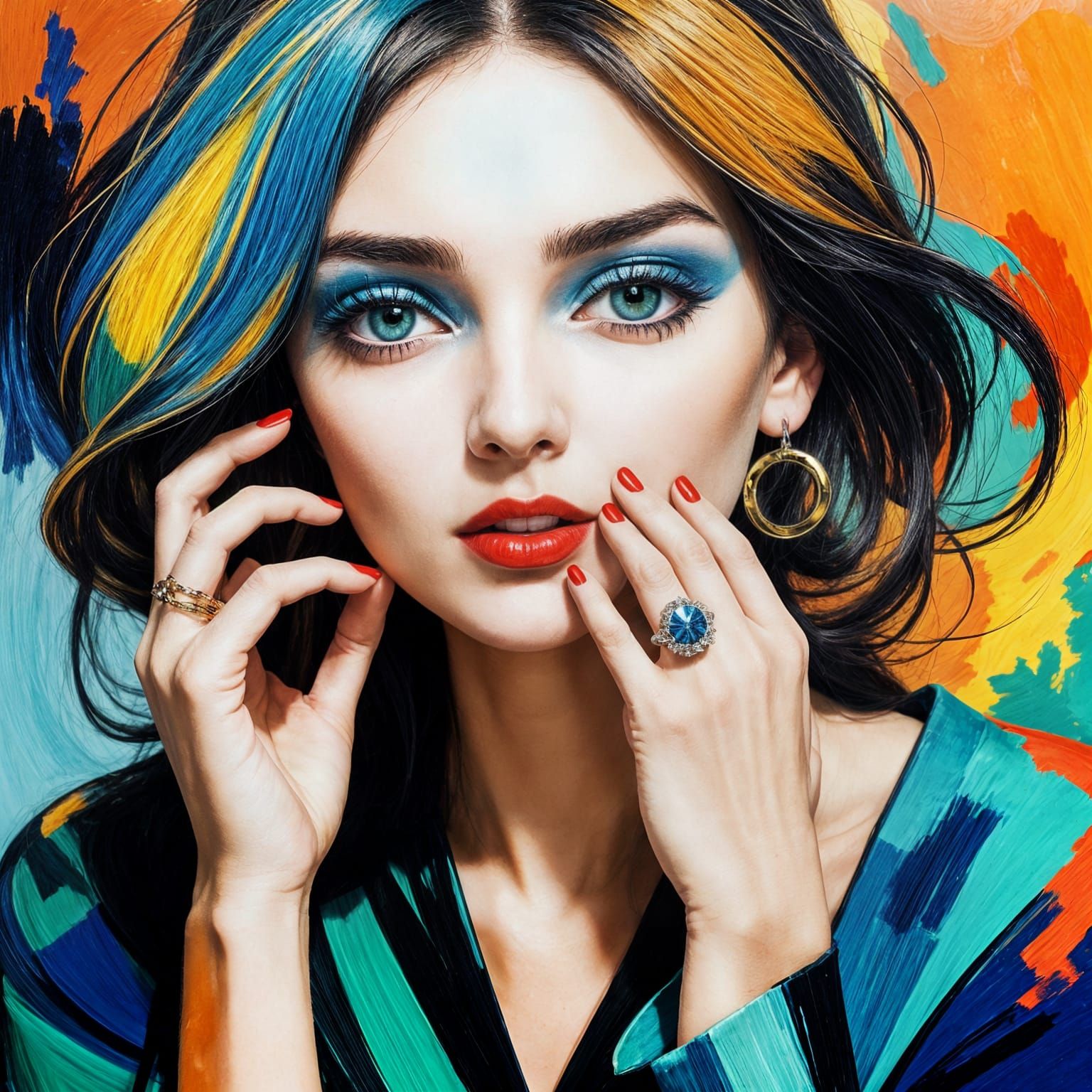 Abstract Art: Vain Woman with Ring