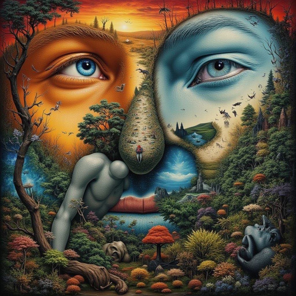 Mystical Creature Collage at Sunset