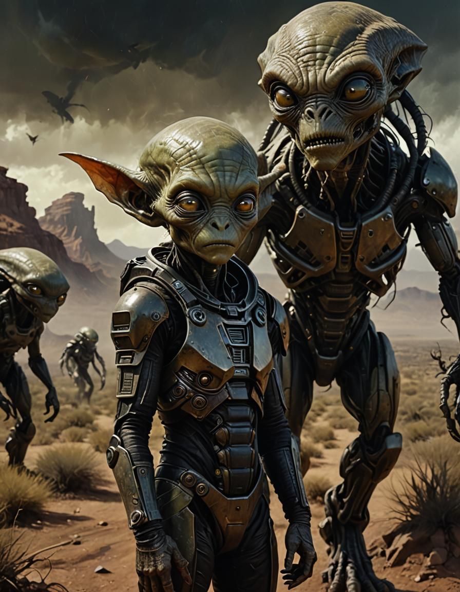 Alien Creature Portrait in Sci-Fi Landscape