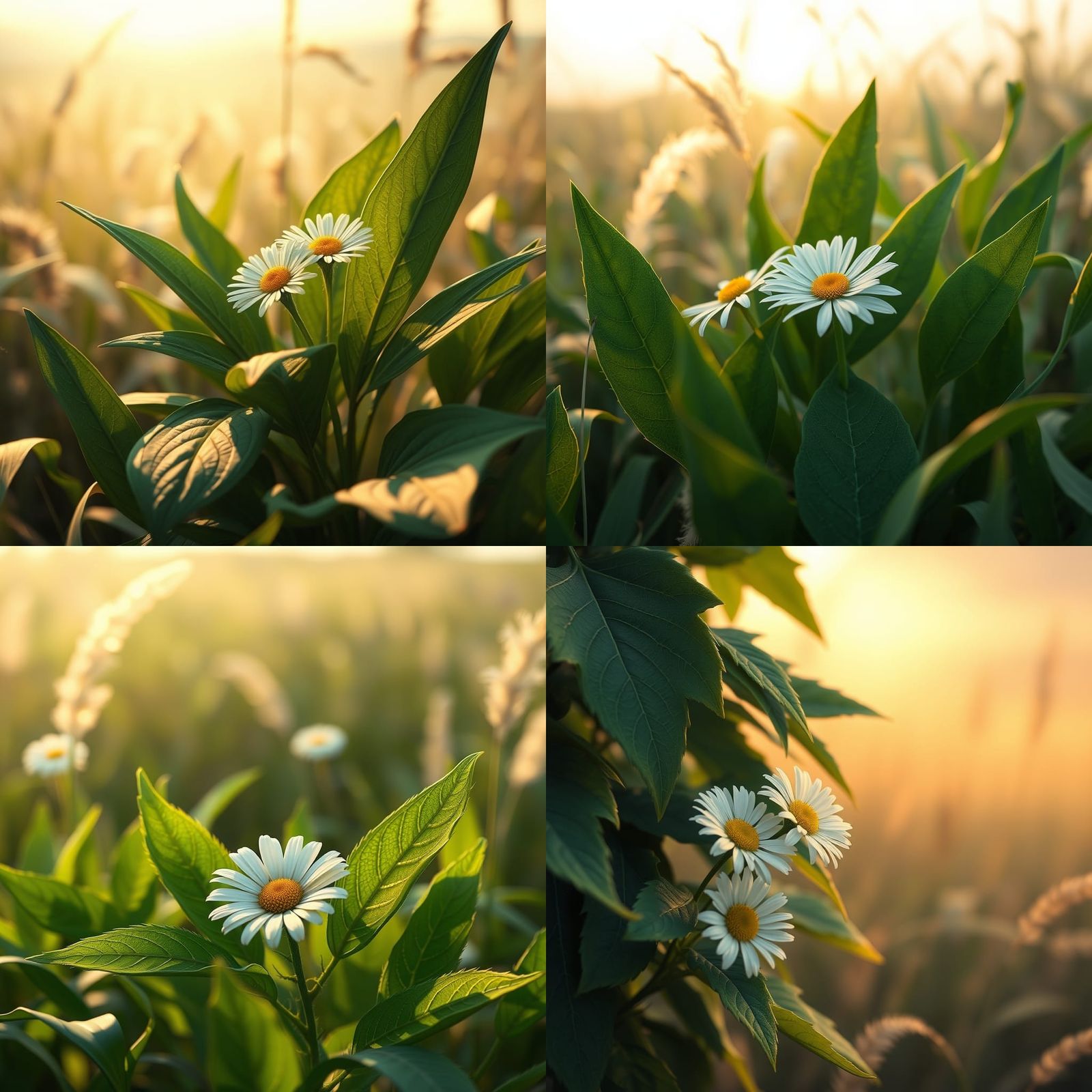 Ethereal Daisy Leaves in a Serene Meadow