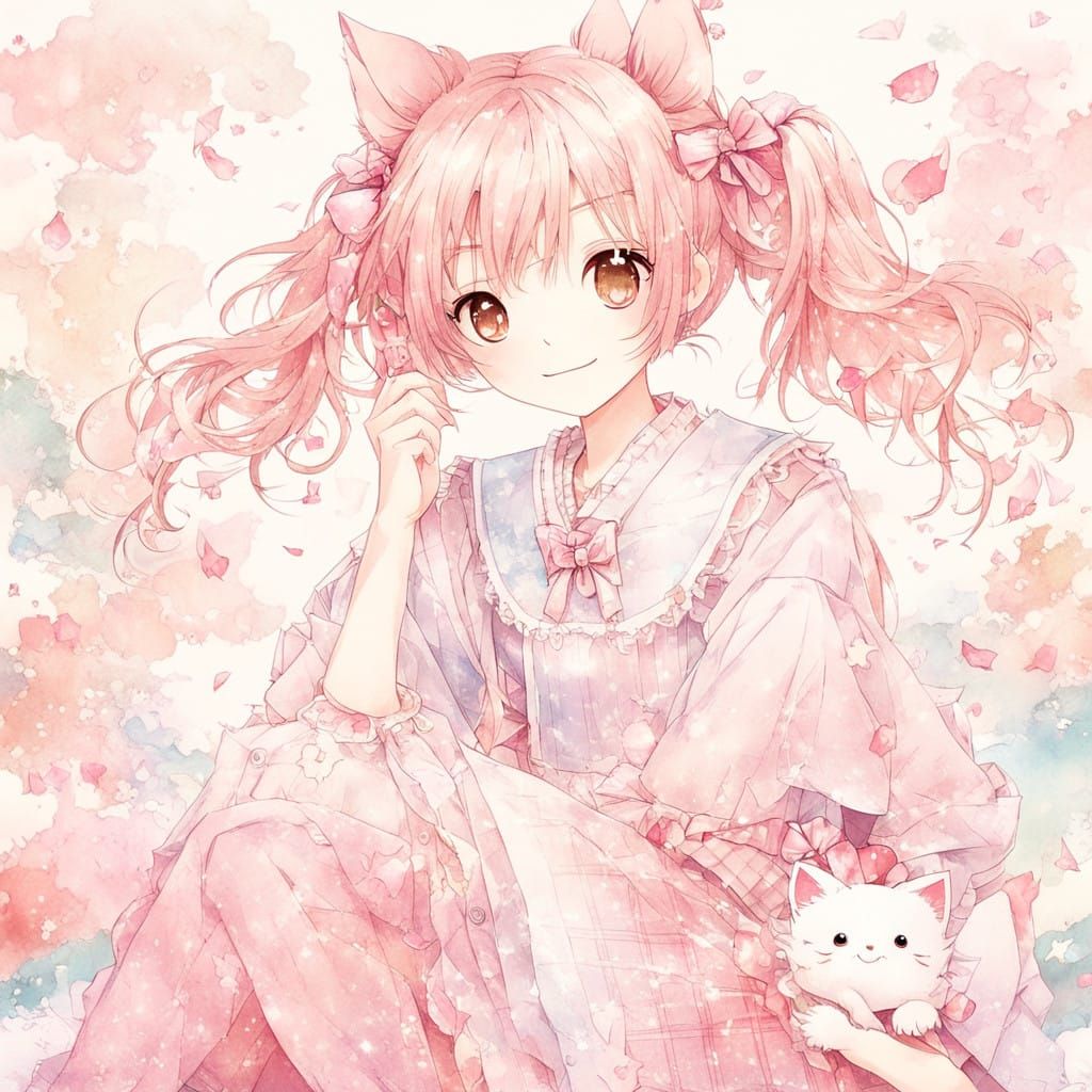 Adorable Anime Girl in Japanese School Uniform