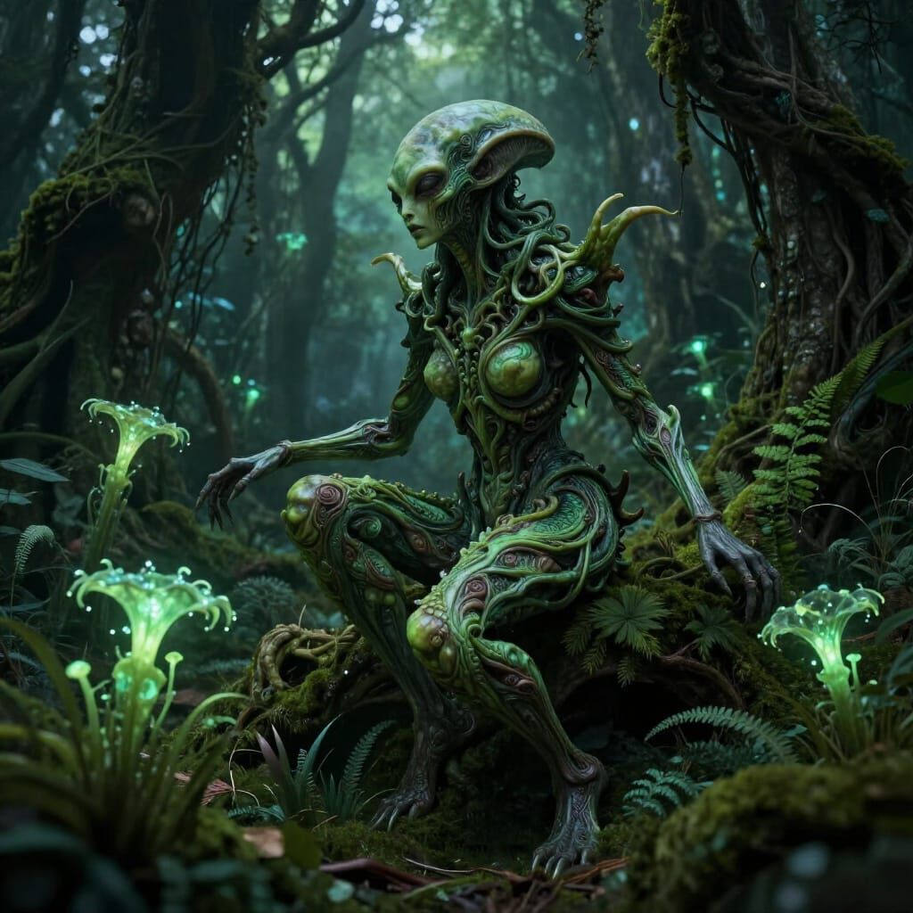 Sinister Forest Dryad in Surreal Dark Fantasy Style