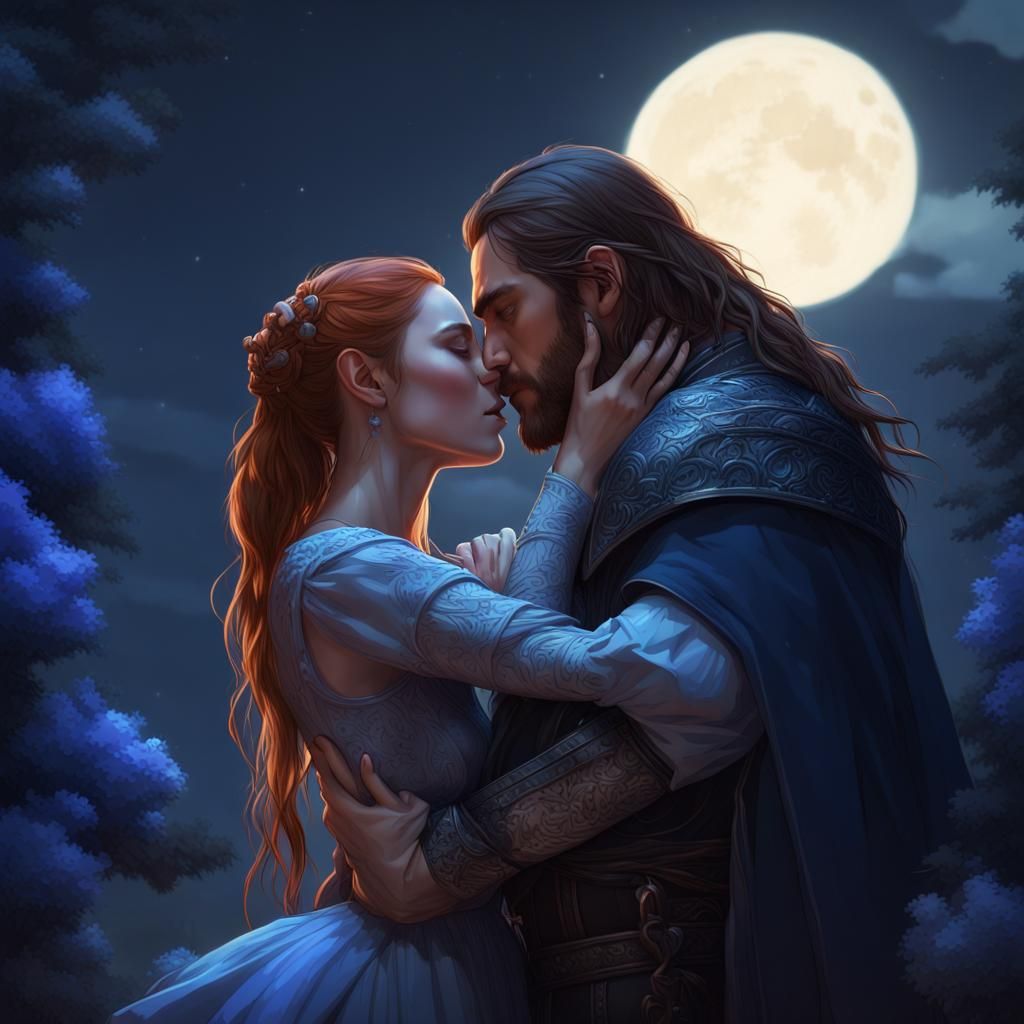Sansa and Sandor: Moonlight Kiss in Blue Tones
