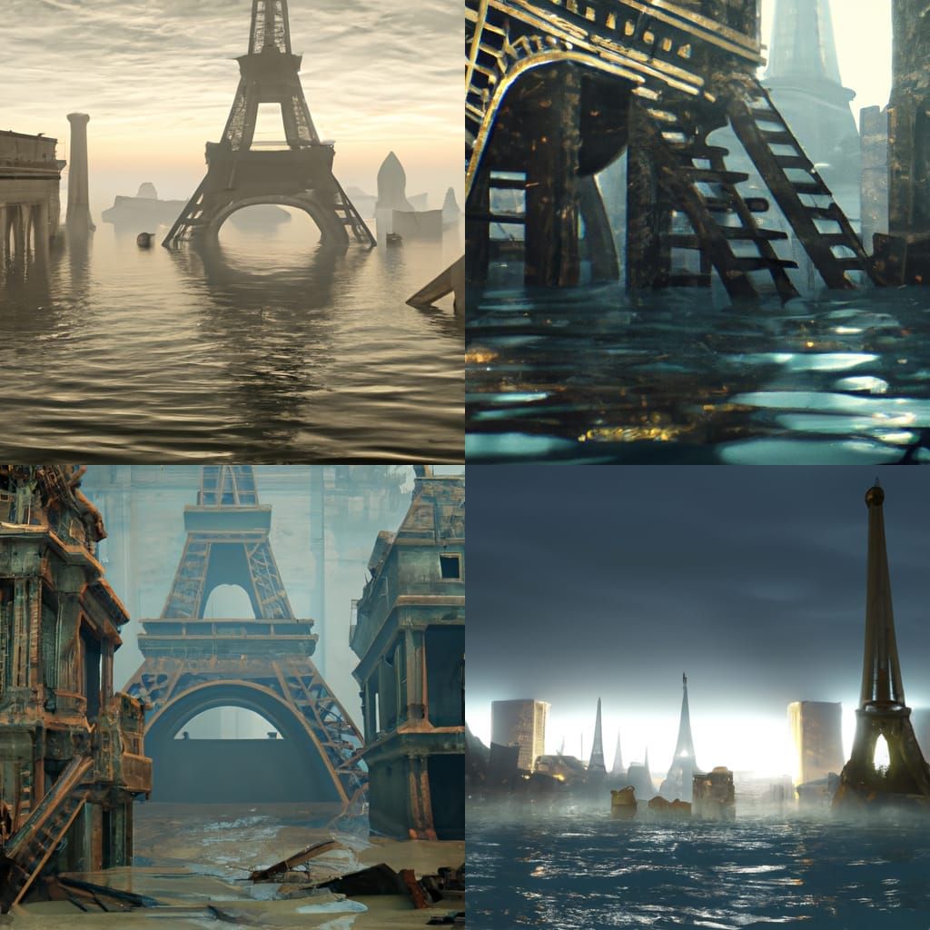 Underwater Post-Apocalyptic Paris in Volumetric Lighting