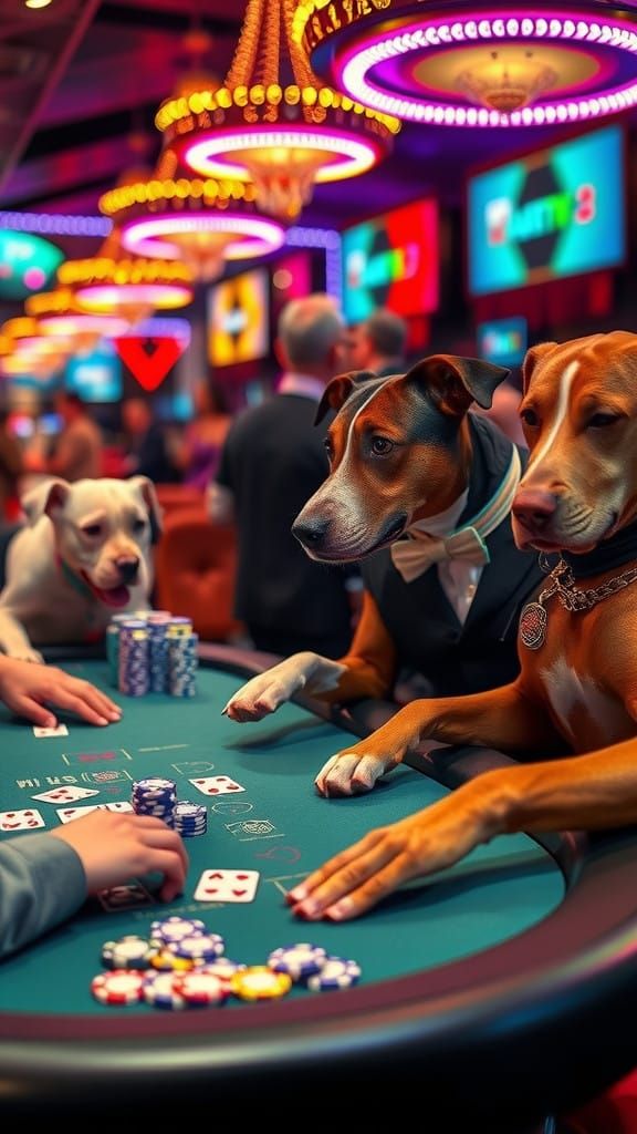 Canines at the Poker Table in Las Vegas
