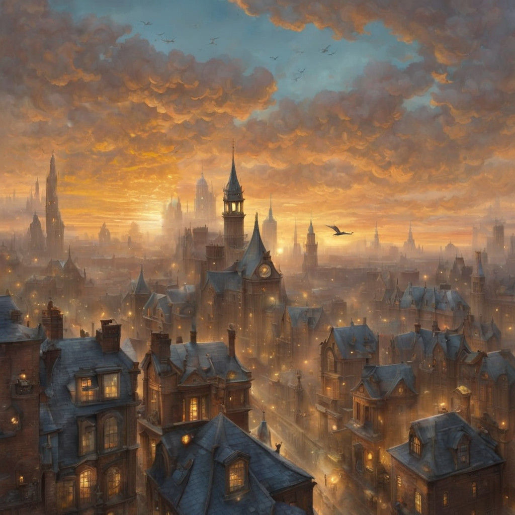 Steampunk London Awakens with Birds in Flight