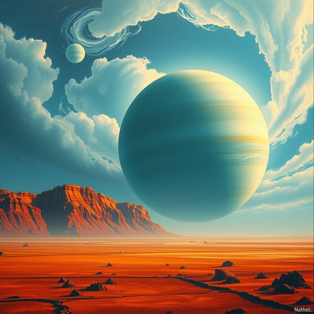 Ethereal Jupiter Landscape in Oil on Canvas