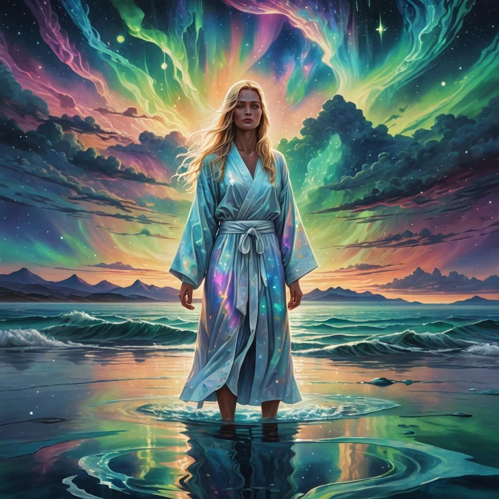 Cosmic Ninja: Holographic Astral Illustration