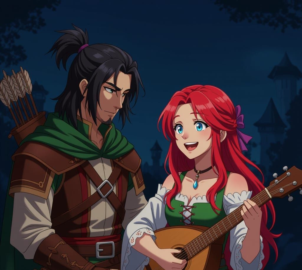 Anime Assassin and Bard in Cel-Shaded Style