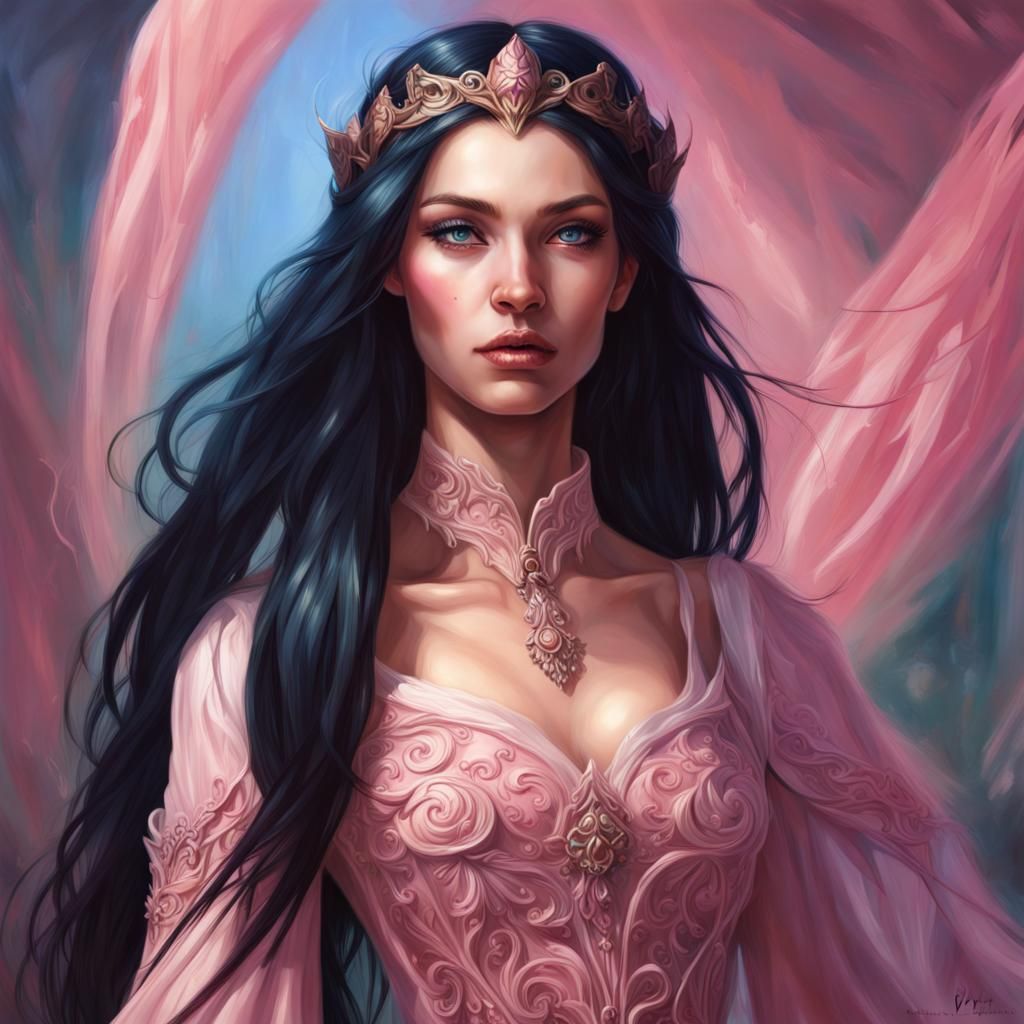 Elf Queen in Pink Renaissance Dress