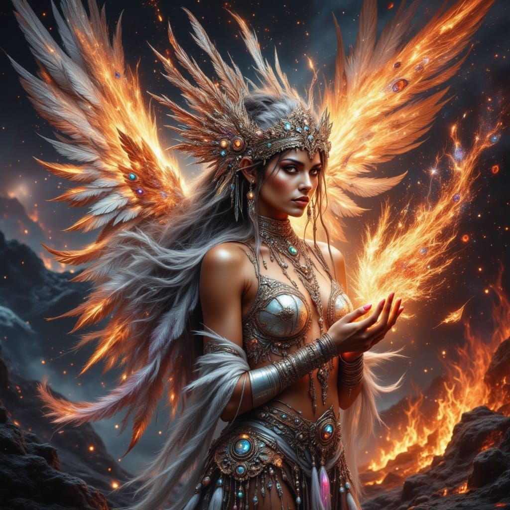 Ethereal Fire Angel Rescues Phoenix