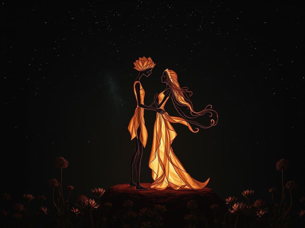 Lukas & Portia Petallic Humanoid Stick-Figures