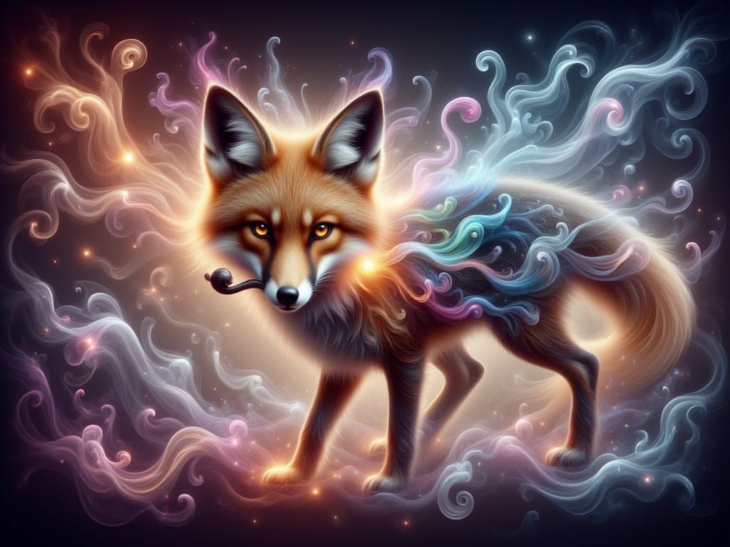Ethereal Fox Spirit in Dreamy, Smokey Style