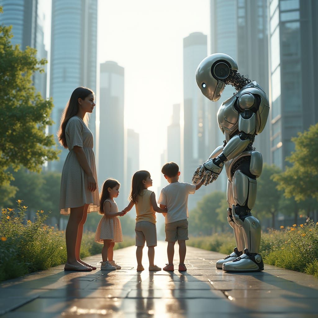 Peaceful Harmony in a Futuristic Metropolis