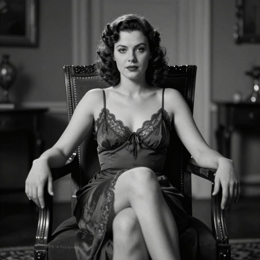 1940s Vintage Portrait of Woman in Negligee