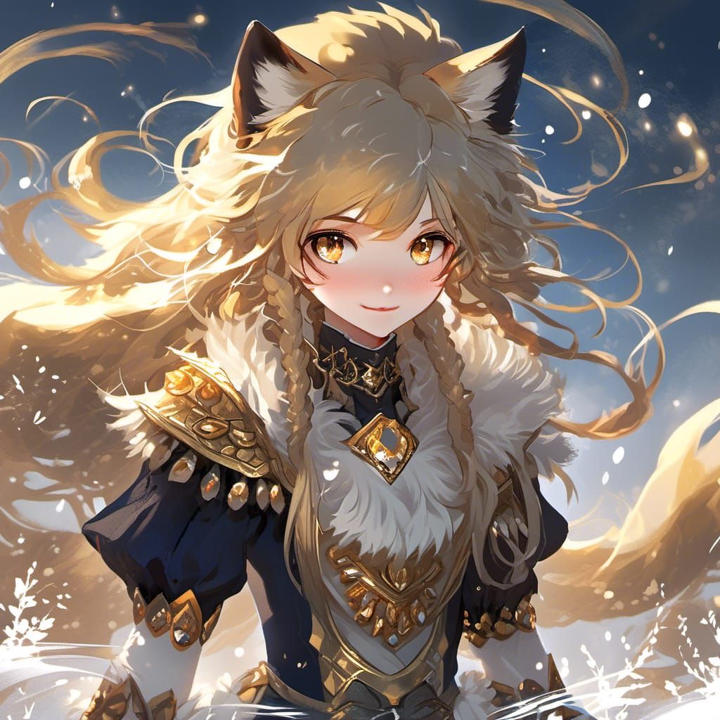 Fox-Girl in Russian Uniform: Anime Illustration