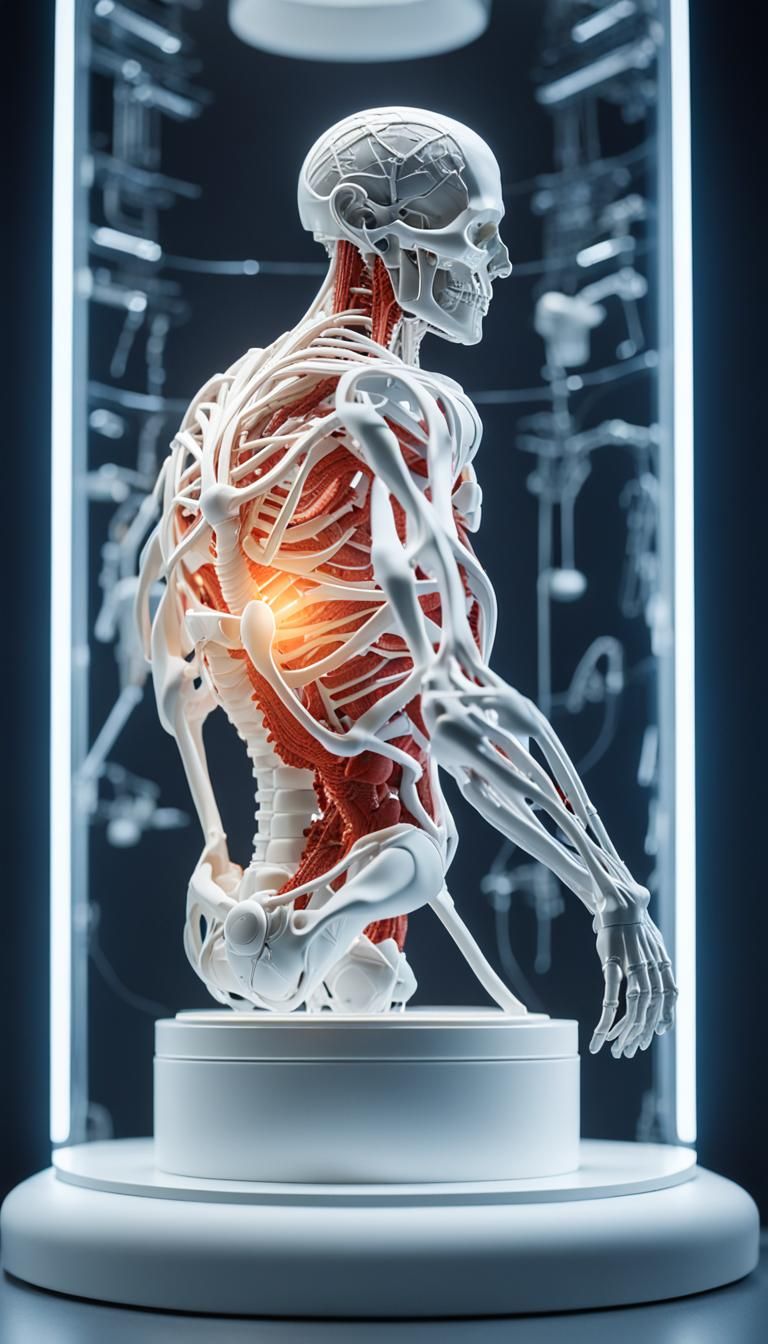3D printed human anatomy anatomical and intricate, displayed...