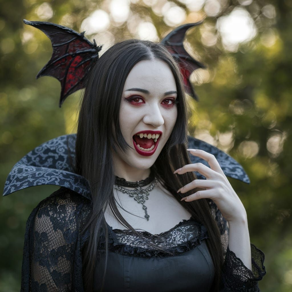 Japanese Gothic Vampire in Ethereal Glow