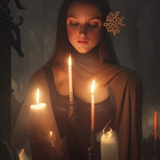 Candlelit Samhain Celebration in Digital Art Style