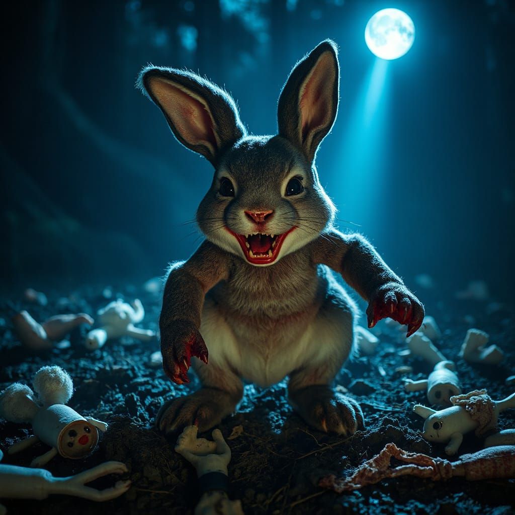 A hyper-detailed horror scene featuring a twisted, humanoid ...