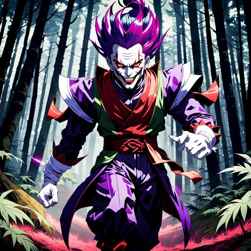 Anime Showdown: Jester Supervillain in Dark Forest
