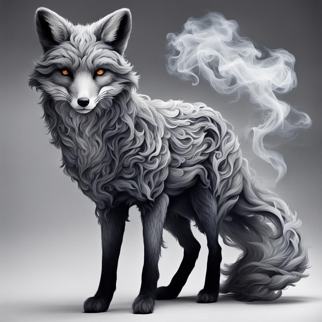 A fox made entirely of smoke