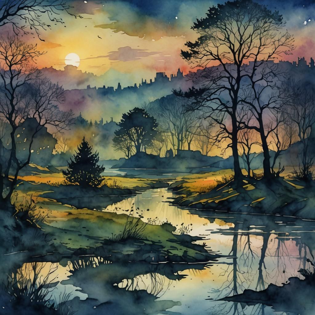 Dreamt I Went to Manderley Again: Digital Watercolor