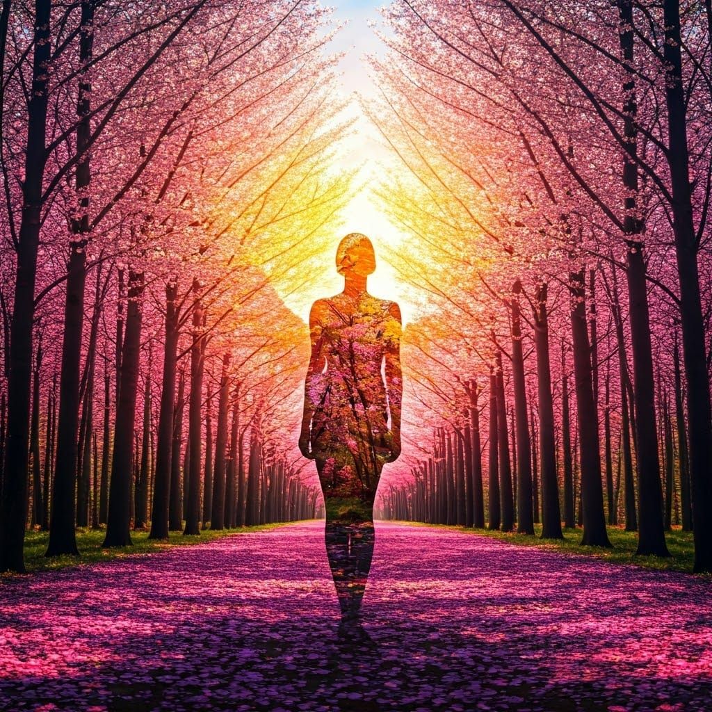 Majestic Angel of Cherry Blossom Splendor